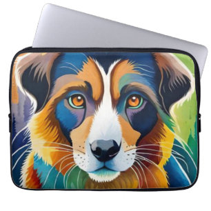 Farbporträt eines süßen Hundes aus nächster Nähe Laptopschutzhülle