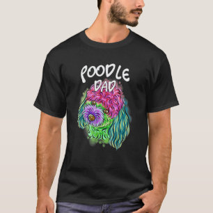 Farbporträt Pudel Hund Papa Vatertag  T-Shirt