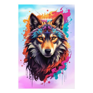 Farbporträt Wolf Abstract Animal Art-87694 Fotodruck
