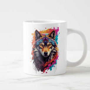 Farbporträt Wolf Abstract Animal Art-87694 Jumbo-Tasse