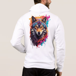 Farbporträt Wolf Abstractes Tier Kunst-87694 Hoodie