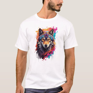 Farbporträt Wolf Abstractes Tier Kunst-87694 T-Shirt
