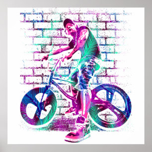 Farbposter Bmx - Bmx Fahrrad - Urban Poster
