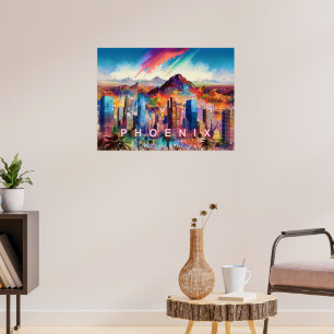 Farbposter der Skyline von Phoenix Arizona, abstra Poster