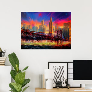 Farbposter der Skyline von San Francisco in abstra Poster