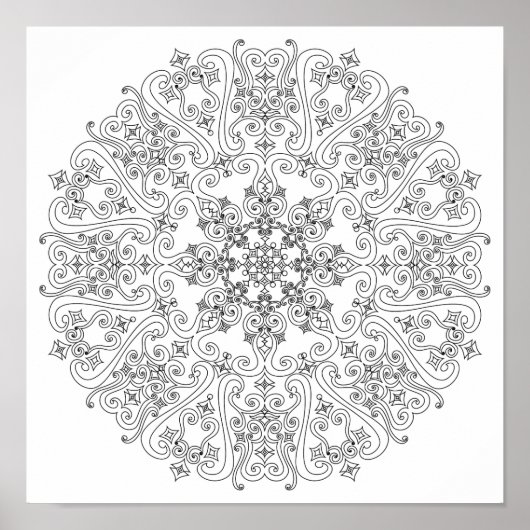 Farbposter - Funky Scrolls Mandala Poster (Vorne)