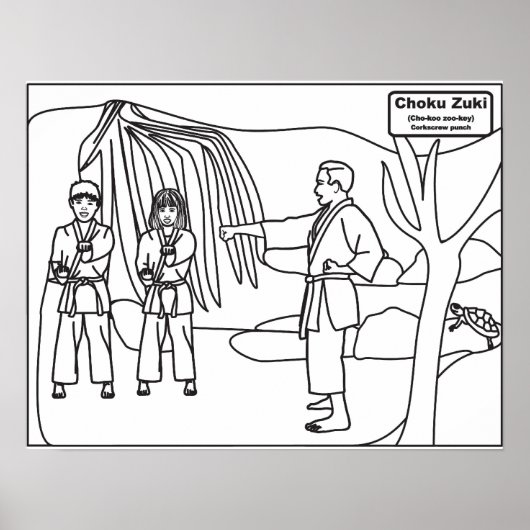 Farbposter für Kampfkunst für Kinder Choku Zuki Poster (Vorne)