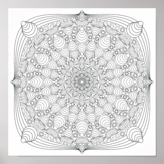 Farbposter - optische Illusion Mandala B Poster (Vorne)