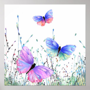 Farbposter Schmetterling Frühling Gemälde Poster