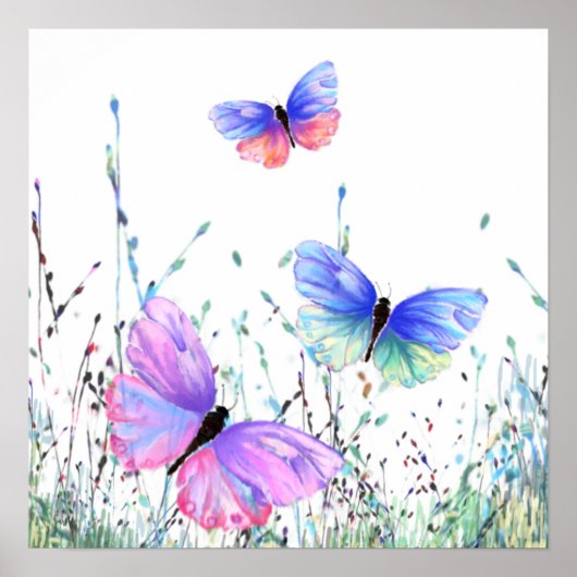 Farbposter Schmetterling Frühling Gemälde Poster (Vorne)