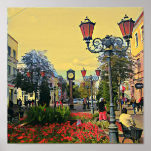 Farbposter Stadtlandschaft Poster
