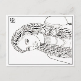 Färbpostkarte | Mädchen mit Dreadlocks Feiertagspostkarte