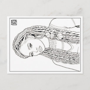Färbpostkarte Mädchen mit Dreadlocks Feiertagspostkarte