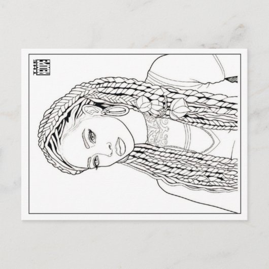 Färbpostkarte | Mädchen mit Dreadlocks Feiertagspostkarte (Vorderseite)