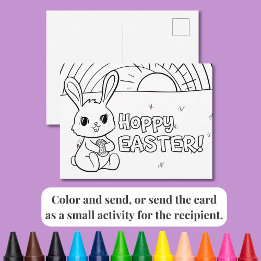 Färbpostkarte Osterhase mit Ei Feiertagspostkarte