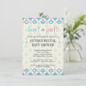 Farbpunkt-Geschlecht decken Babyparty auf Einladung (Stehend Vorderseite)
