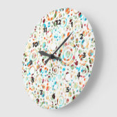 Farbpunkte & Kreismuster + Ihr Text & Hintergrund. Große Wanduhr (Winkel)