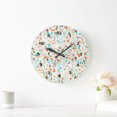 Farbpunkte & Kreismuster + Ihr Text & Hintergrund. Große Wanduhr (Zuhause)