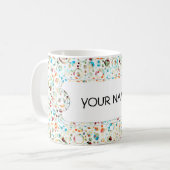 Farbpunkte & Kreismuster + Ihr Text & Hintergrund. Kaffeetasse (Vorderseite Links)