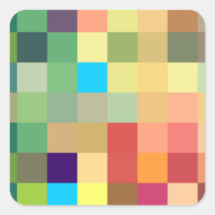 Farbquadrat Hintergrund abstraktes geometrisches M Quadratischer Aufkleber