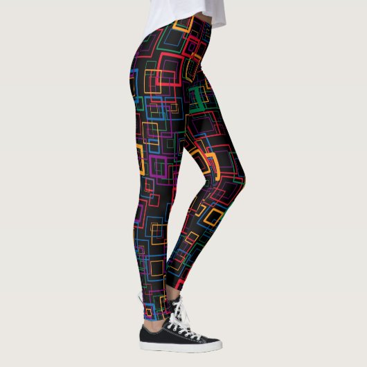 Farbquadrat im Retro Muster #12 Leggings (Rechts)