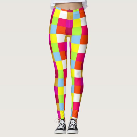 Farbquadrat im Retro Muster #21 Leggings (Vorderseite)