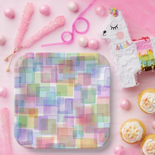 Farbquadrat Pappteller (Party)