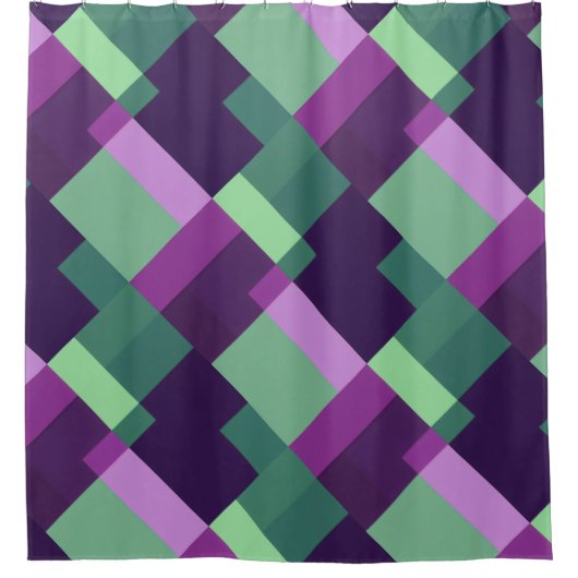 Farbquadrate Lila rosa grün Duschvorhang (Vorderseite)