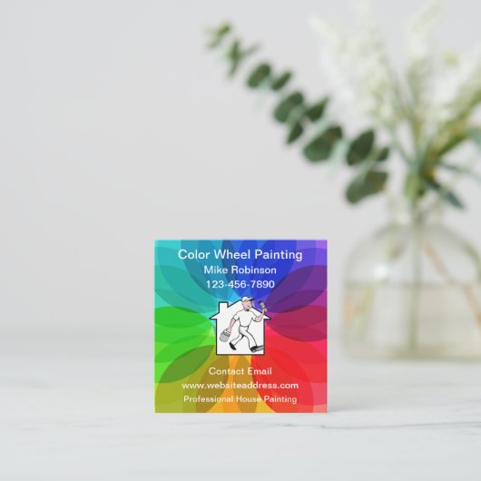 Farbrad des Hausmalers Quadratische Visitenkarte (Stehend Vorderseite)