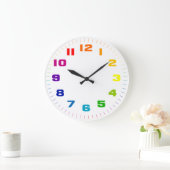 Farbrad-Nummern auf weiß Große Wanduhr (Zuhause)