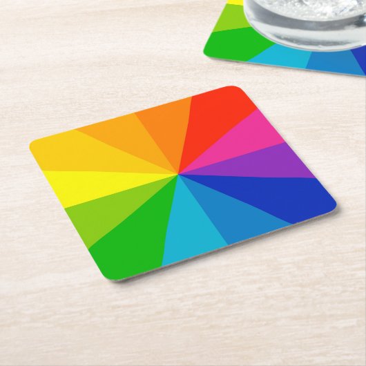 Farbrad Rechteckiger Pappuntersetzer (angewinkelt)