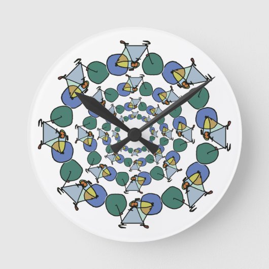 Farbradfahren in Kreisen Runde Wanduhr (Vorderseite)