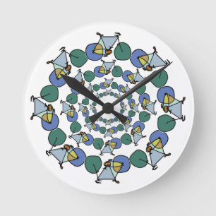 Farbradfahren in Kreisen Runde Wanduhr