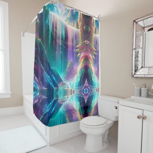 Farbragenbogen Eisspektrum Wasserfall Duschvorhang (Beispiel)