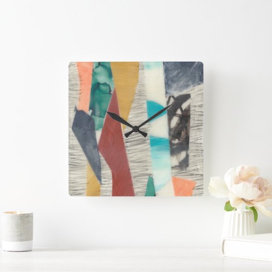 Farbrand II Quadratische Wanduhr (Zuhause)