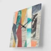 Farbrand II Quadratische Wanduhr (Winkel)