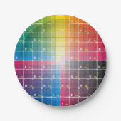 Farbraster auf Papier-Tellern Pappteller (Vorderseite)