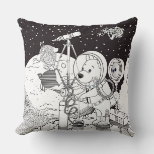 Farbraum mit einem Astronauten-Welpe Kissen