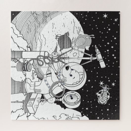 Farbraum mit einem Astronauten-Welpe Puzzle (Horizontal)