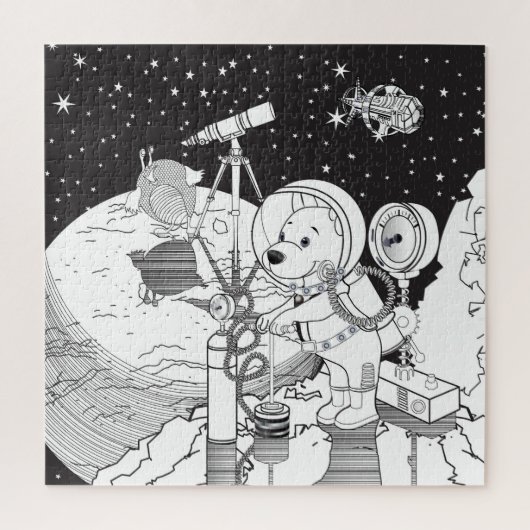 Farbraum mit einem Astronauten-Welpe Puzzle (Vertikal)