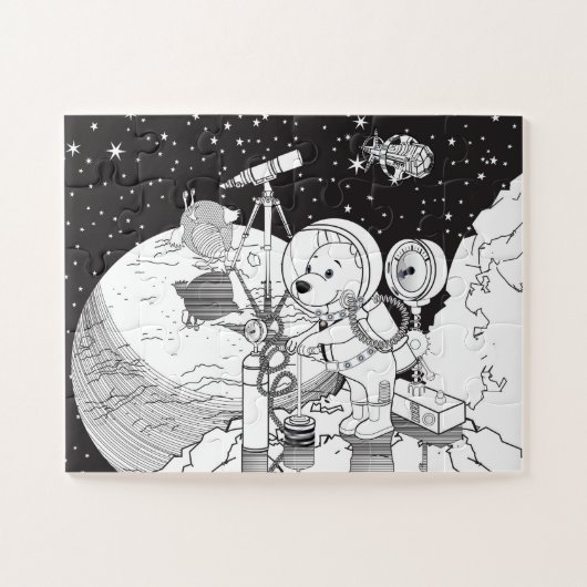 Farbraum mit einem Astronauten-Welpe Puzzle (Horizontal)