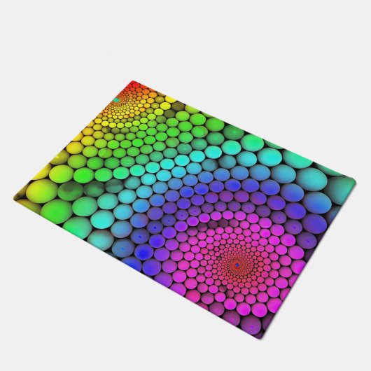 Farbrauschen Regenbogen Modernes Sphere Muster Fußmatte (Schrägansicht)