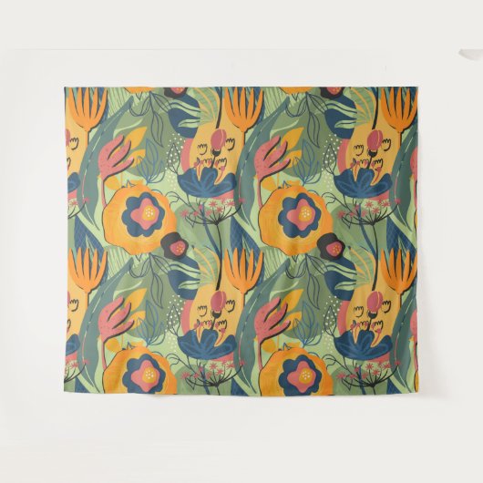 Farbreiche exotische Blume - nahtloses Muster Wandteppich (Vorderseite (Horizontal))