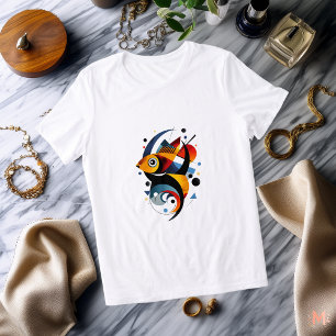 Farbreiches abstraktes Fisch-T-Shirt Moderne Geo Tri-Blend Shirt