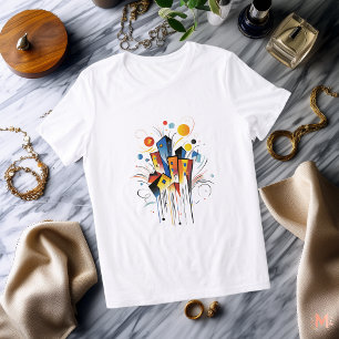 Farbreiches abstraktes Stadt-T-Shirt Lebendige u Tri-Blend Shirt