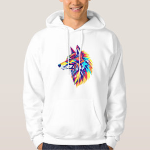 Farbreiches geometrisches Wolf T-Shirt Hoodie