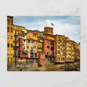 Farbreiches Spanien Girona Fluss Reflexion Fotogra Postkarte