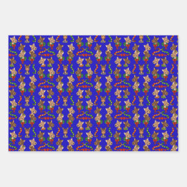 FarbReinder mit Glocken und Kränen Geschenkpapier Set