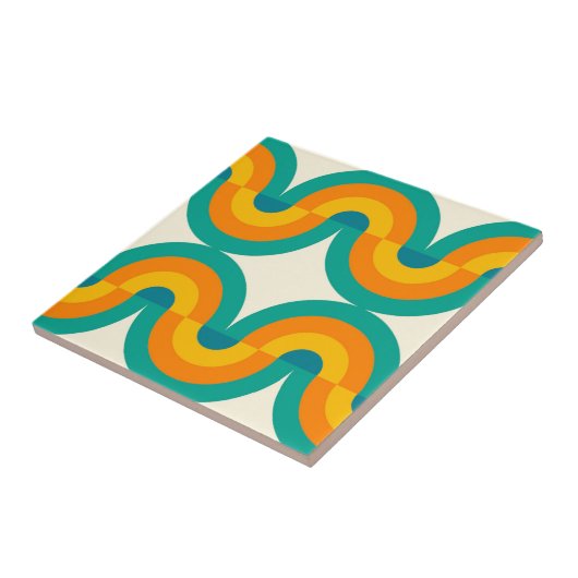 Farbretro Halbkreise Kunstmuster Fliese (Seite)