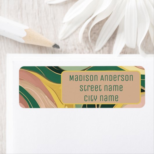 Farbrosa abstrakte Bio Linienmuster in grün (Insitu)